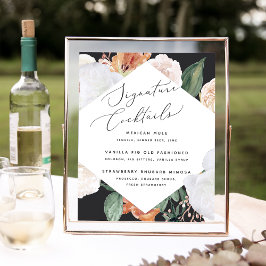 Boho Blooms Bröllop Namnteckning Cocktail Menu-tec Poster