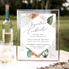 Boho Blooms Bröllop Namnteckning Cocktail Menu-tec Poster