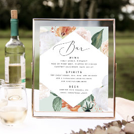 Boho Blooms Bröllop Pub Menu-tecken Poster