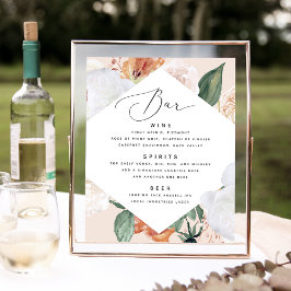 Boho Blooms Bröllop Pub Menu-tecken Poster