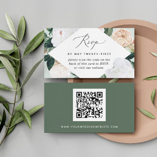 Boho Blooms Bröllop QR Code OSA kort