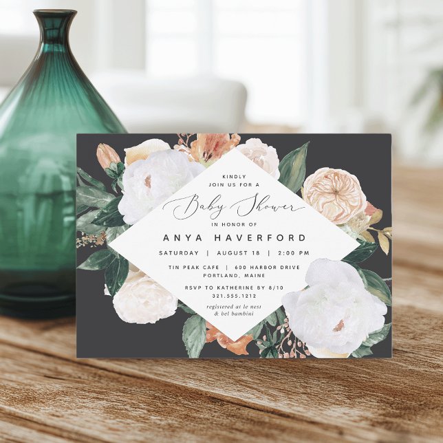 Boho Blooms | Elegant Blommigt Baby Shower Inbjudningar (Skapare uppladdad)