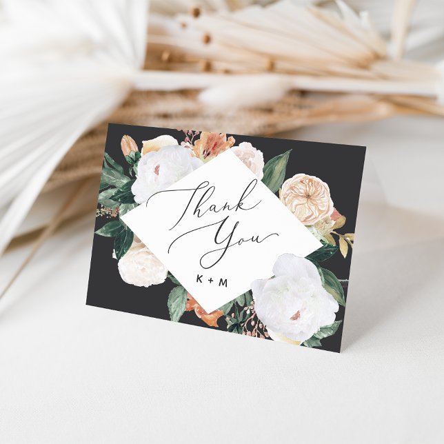 Boho Blooms Geometric Blommigt Tack Kort (Skapare uppladdad)