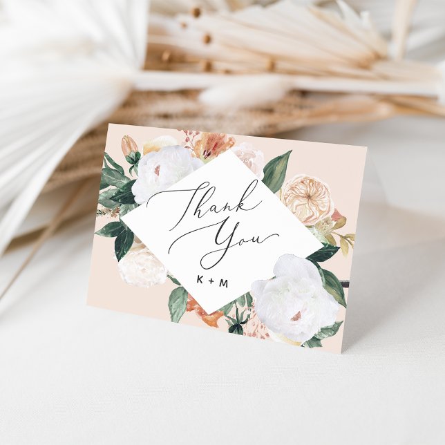 Boho Blooms Geometric Blommigt Tack Kort (Skapare uppladdad)