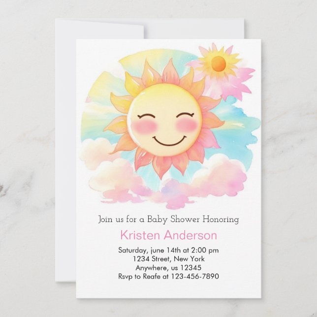 Boho Blooms in Sunshine Girl Baby Shower Inbjudningar (Framsida)