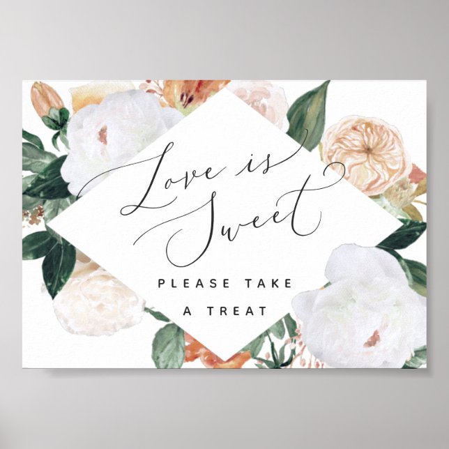 Boho Blooms Kärlek är Pub-tecknet från Bröllop är  Poster (Framsidan)