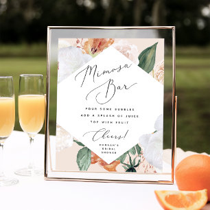 Boho Blooms Mimosa Pub Sign Poster