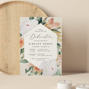 Boho Blooms Modern Blommigt Baby Dedication Inbjudningar