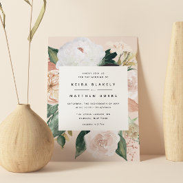 Boho Blooms | Modern Blommigt Bröllop Inbjudningar