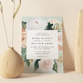 Boho Blooms | Modern Blommigt Bröllop Inbjudningar