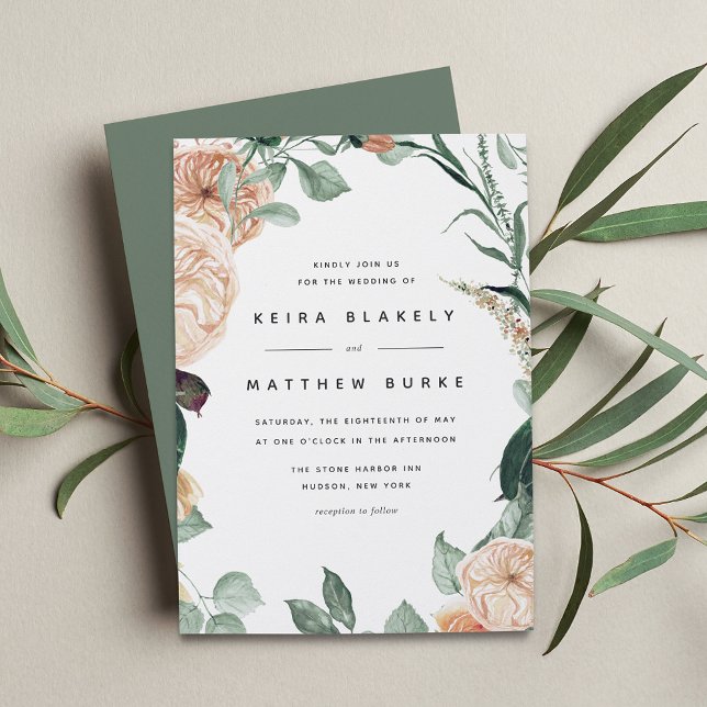 Boho Blooms | Modern Blommigt Bröllop Inbjudningar (Skapare uppladdad)