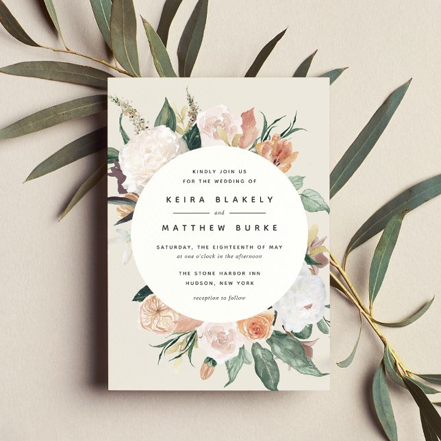 Boho Blooms | Modern Blommigt Bröllop Inbjudningar (Skapare uppladdad)
