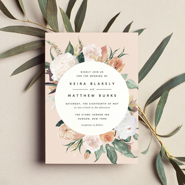 Boho Blooms | Modern Blommigt Bröllop Inbjudningar (Skapare uppladdad)