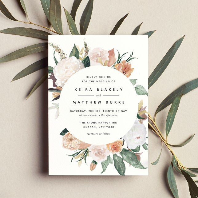 Boho Blooms | Modern Blommigt Bröllop Inbjudningar (Skapare uppladdad)