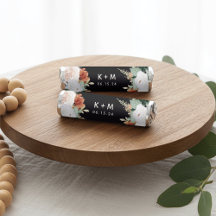 Boho Blooms Modern Blommigt Bröllop Monogram