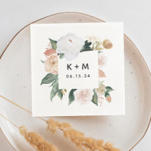 Boho Blooms Modern Blommigt Bröllop Monogram