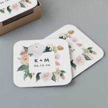Boho Blooms Modern Blommigt Bröllop Monogram