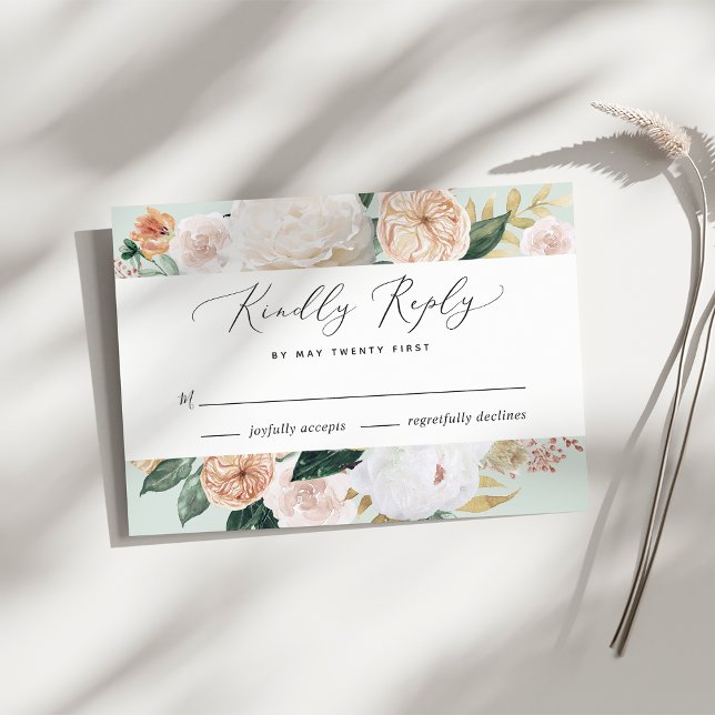 Boho Blooms Modern Blommigt Bröllop OSA Card Kort (Skapare uppladdad)