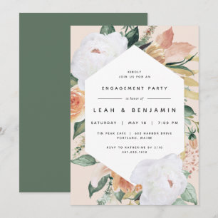 Boho Blooms Modern Blommigt Förlovningsfest Inbjudningar