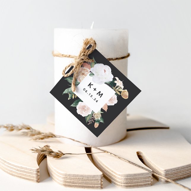 Boho Blooms Modern Blommigt Monogram Gåvor Etiketter (Skapare uppladdad)