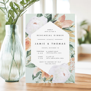 Boho Blooms Modern Blommigt Rehearsal Dinner Inbjudningar