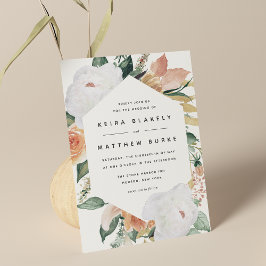 Boho Blooms | Modern geometrisk Blommigt Bröllop Inbjudningar