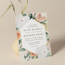 Boho Blooms | Modern geometrisk Blommigt Bröllop Inbjudningar