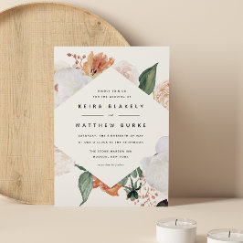 Boho Blooms | Modern geometrisk Blommigt Bröllop Inbjudningar