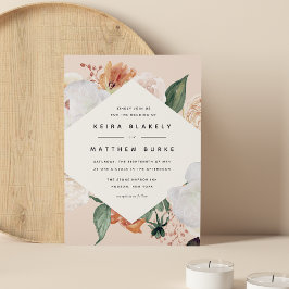 Boho Blooms | Modern geometrisk Blommigt Bröllop Inbjudningar