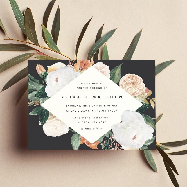 Boho Blooms | Modern geometrisk Blommigt Bröllop Inbjudningar (Skapare uppladdad)