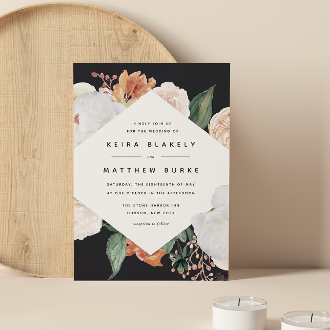 Boho Blooms | Modern geometrisk Blommigt Bröllop Inbjudningar (Skapare uppladdad)
