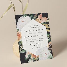 Boho Blooms | Modern geometrisk Blommigt Bröllop Inbjudningar