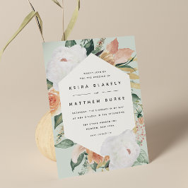 Boho Blooms | Modern geometrisk Blommigt Bröllop Inbjudningar