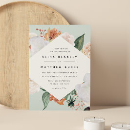 Boho Blooms | Modern geometrisk Blommigt Bröllop Inbjudningar