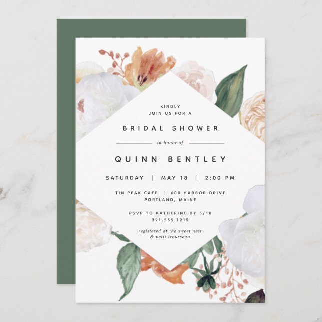 Boho Blooms | Möhippa för Blommigt av Elegant Inbjudningar (Fram/baksida)