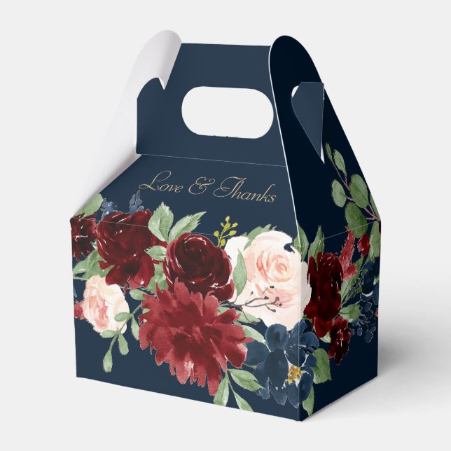 Boho Blooms | Mörk Rustic Navy och Red Tack Presentaskar (Framsidan Sidan)