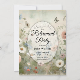 Boho Blooms och Vintage Blommarna Pension Party Inbjudningar