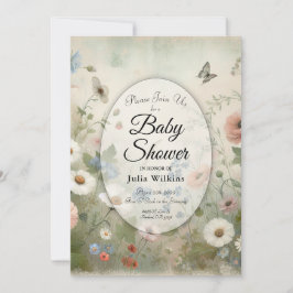 Boho Blooms och Vintage Blommars Baby Shower Inbjudningar