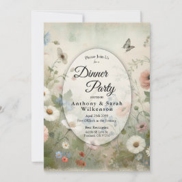 Boho Blooms och Vintage Blommars Restaurant Middag Inbjudningar