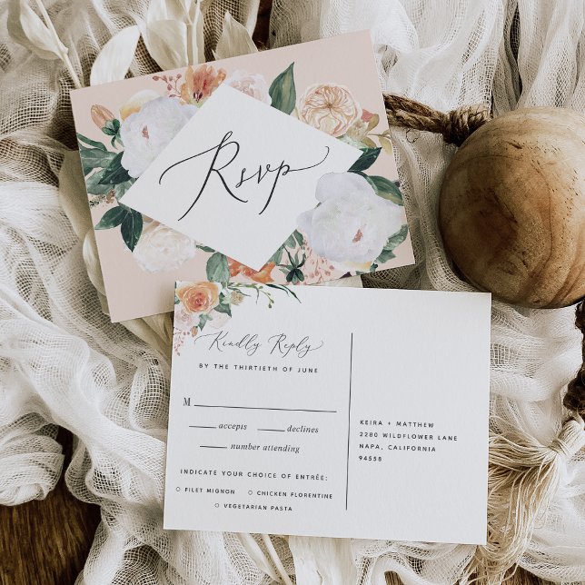 Boho Blooms OSA Postcard med val av måltid Inbjudan Vykort (Skapare uppladdad)