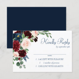 Boho Blooms | Rustic Navy och Burgundy Bouquet OSA Kort