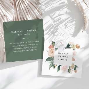 Boho Blooms Watercolor Blommigt Fyrkantigt Visitkort