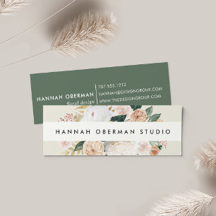 Boho Blooms Watercolor Blommigt Mini Visitkort