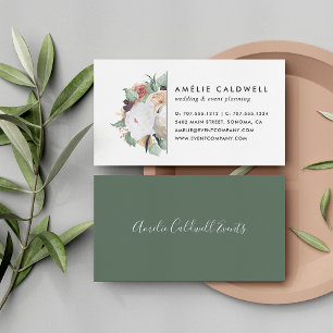 Boho Blooms Watercolor Blommigt Visitkort