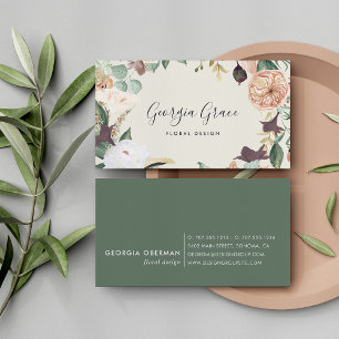 Boho Blooms Watercolor Blommigt Visitkort
