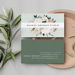 Boho Blooms Watercolor Blommigt Visitkort