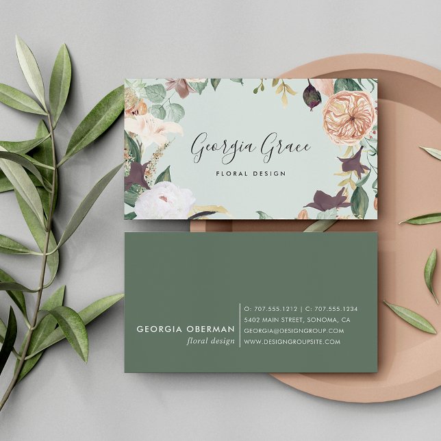 Boho Blooms Watercolor Blommigt Visitkort (Skapare uppladdad)