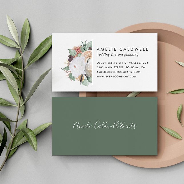 Boho Blooms Watercolor Blommigt Visitkort (Skapare uppladdad)
