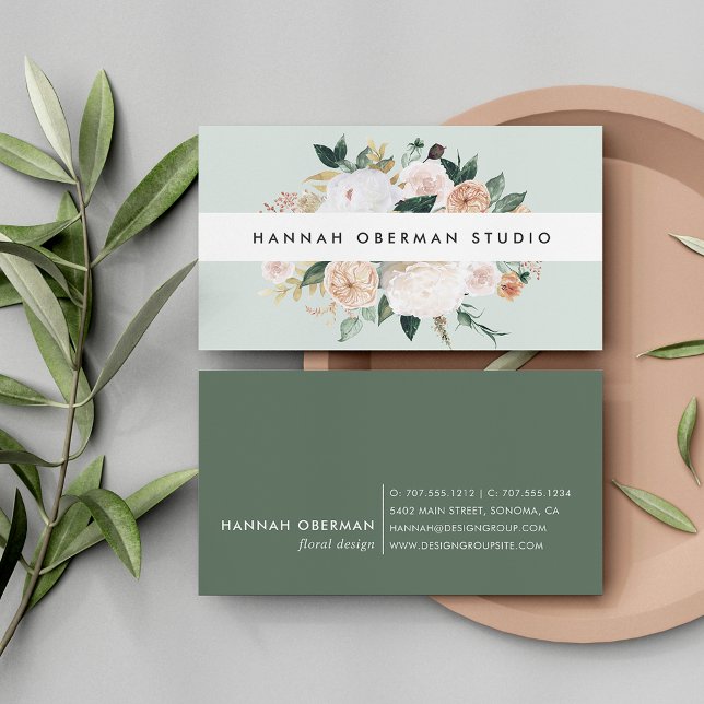 Boho Blooms Watercolor Blommigt Visitkort (Skapare uppladdad)