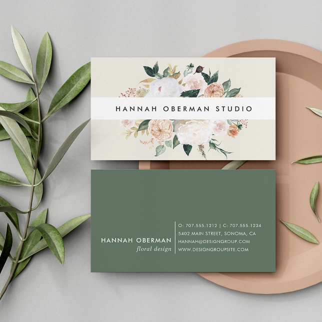 Boho Blooms Watercolor Blommigt Visitkort (Skapare uppladdad)